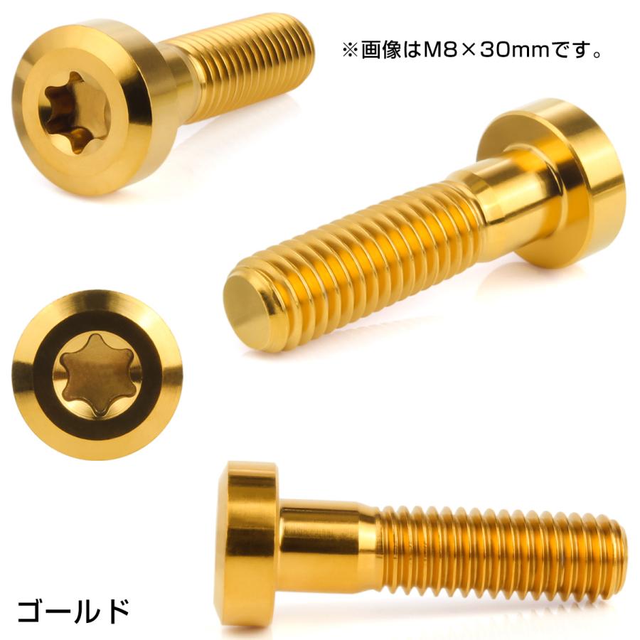 チタンボルト M8×20mm P1.25 トルクス穴 キャップボルト ローヘッドボルト ゴールド JA1407 | ブランド登録なし | 02