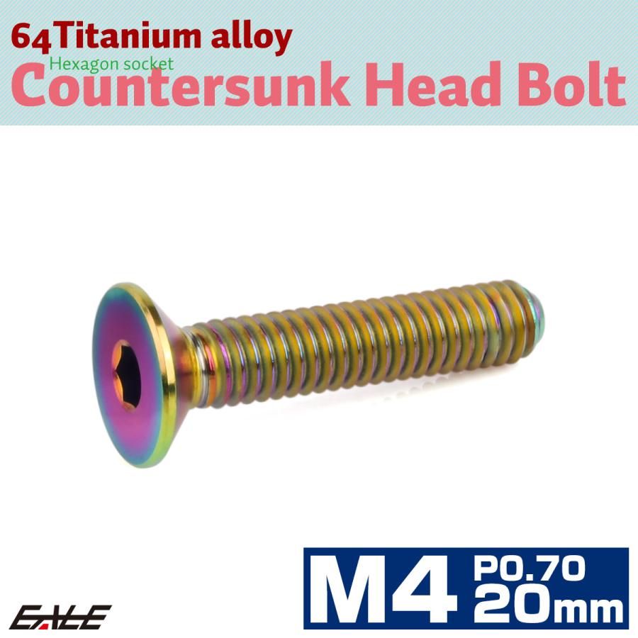 チタンボルト M4×20mm P0.7 皿ボルト 六角穴 皿 キャップボルト レインボー 虹色 JA1489 | ブランド登録なし | 01
