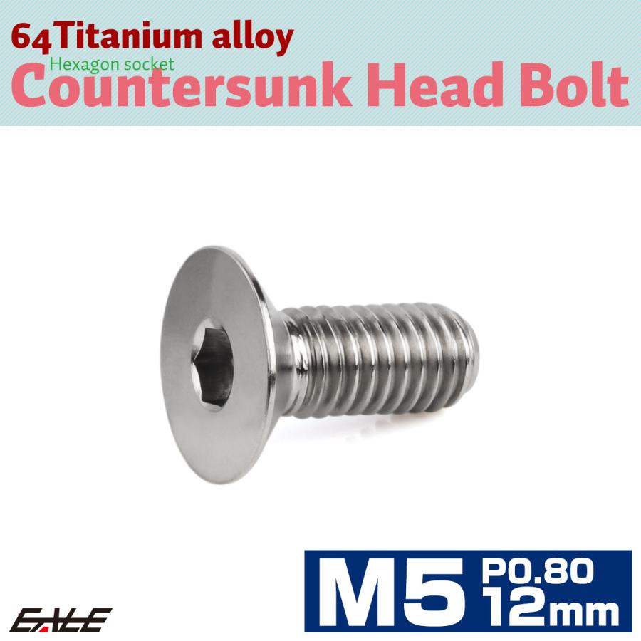 チタンボルト M5×12mm P0.8 皿ボルト 六角穴 皿 キャップボルト シルバー JA1492 | ブランド登録なし | 01