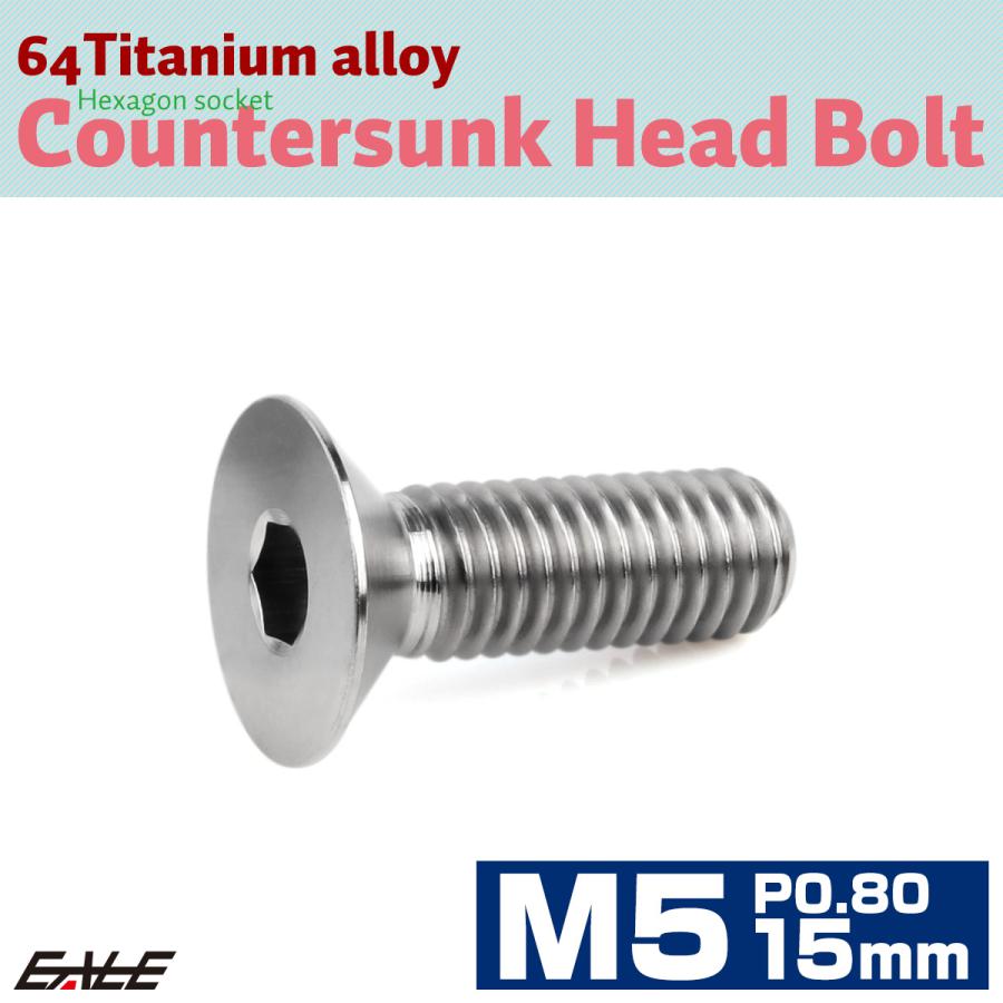 チタンボルト M5×15mm P0.8 皿ボルト 六角穴 皿 キャップボルト シルバー JA1499 | ブランド登録なし | 01