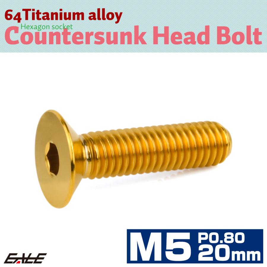 チタンボルト M5×20mm P0.8 皿ボルト 六角穴 皿キャップボルト
