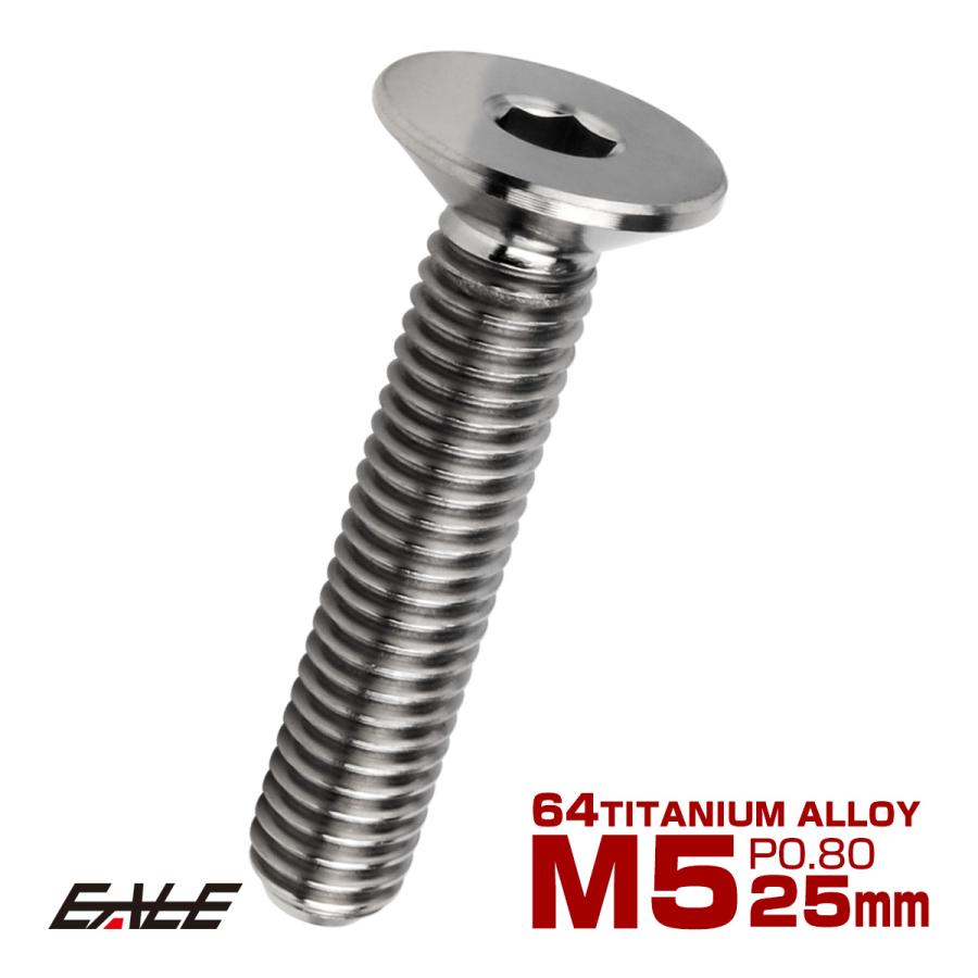 チタンボルト M5×25mm P0.8 皿ボルト 六角穴 皿 キャップボルト シルバー JA1513 | ブランド登録なし