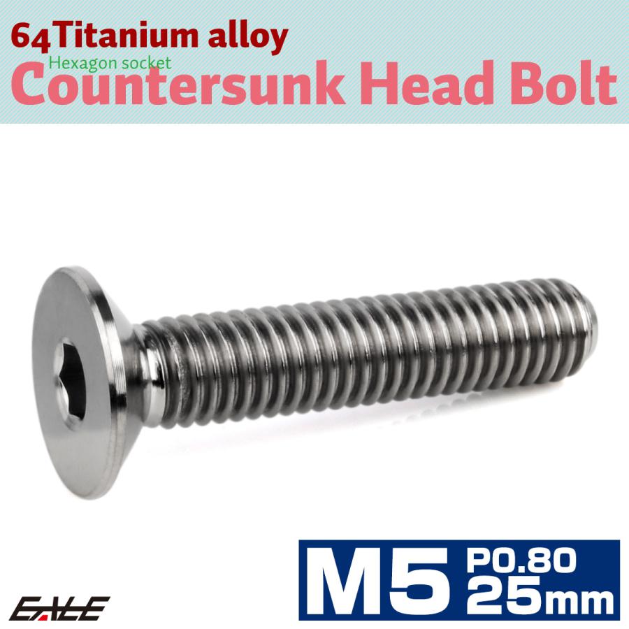 チタンボルト M5×25mm P0.8 皿ボルト 六角穴 皿 キャップボルト シルバー JA1513 | ブランド登録なし | 01
