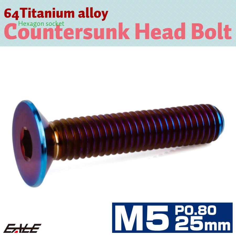 チタンボルト M5×25mm P0.8 皿ボルト 六角穴 皿 キャップボルト 焼き