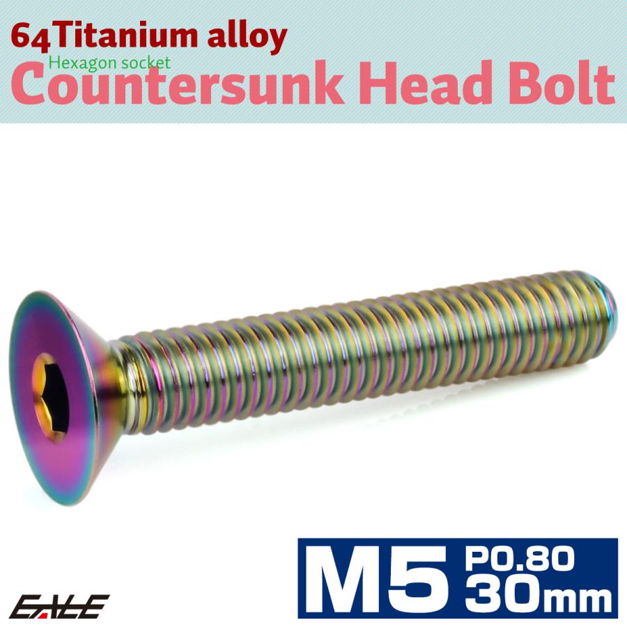 チタンボルト M5×30mm P0.8 皿ボルト 六角穴 皿 キャップボルト レインボー 虹色 JA1524 | ブランド登録なし | 01