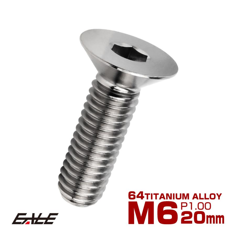 チタンボルト M6×20mm P1.0 皿ボルト 六角穴 皿 キャップボルト シルバー JA1548 | ブランド登録なし