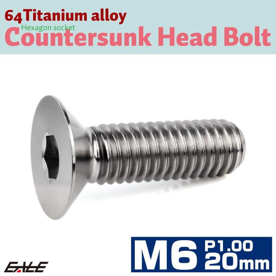 チタンボルト M6×20mm P1.0 皿ボルト 六角穴 皿 キャップボルト シルバー JA1548 | ブランド登録なし | 01