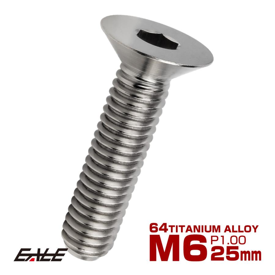 チタンボルト M6×25mm P1.0 皿ボルト 六角穴 皿 キャップボルト シルバー JA1555 | ブランド登録なし