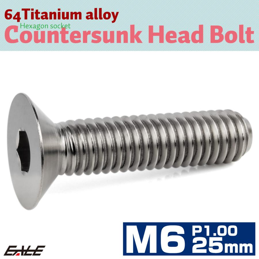 チタンボルト M6×25mm P1.0 皿ボルト 六角穴 皿 キャップボルト シルバー JA1555 | ブランド登録なし | 01