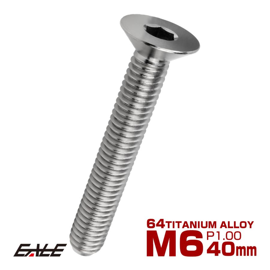 チタンボルト M6×40mm P1.0 皿ボルト 六角穴 皿 キャップボルト シルバー JA1576 | ブランド登録なし