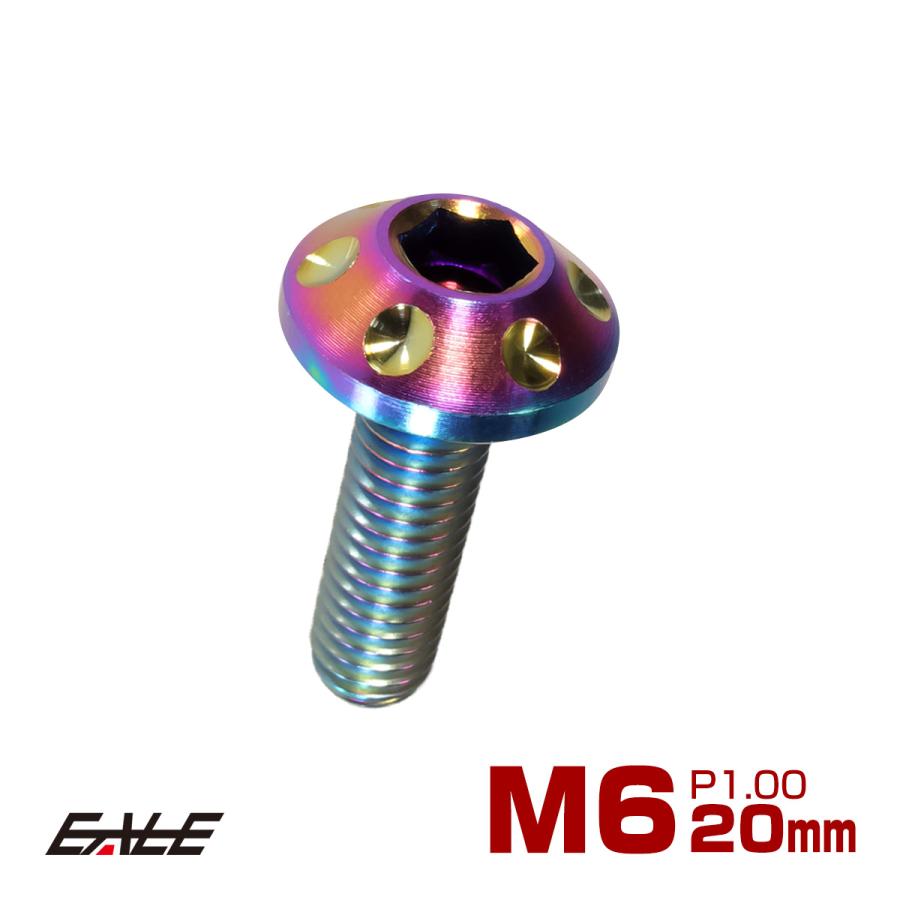 チタンボルト M6×20mm P1.00 頭部径14mm ボタンボルト 六角穴 レインボー ホール JA164 | ブランド登録なし