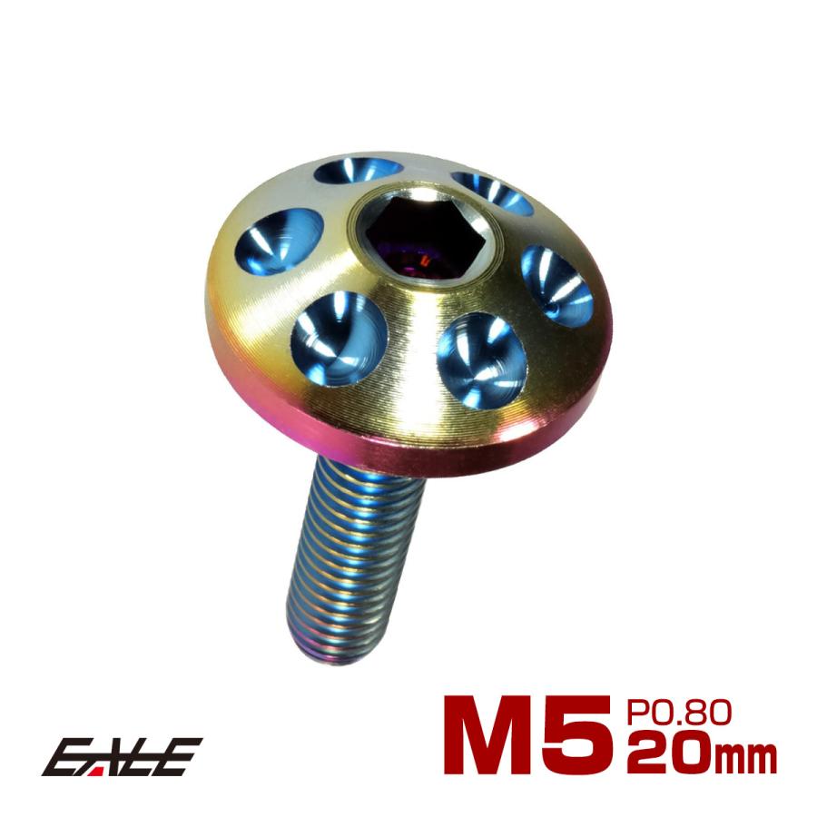 チタンボルト M5×20mm P0.80 頭部径16mm ボタンボルト 六角穴 レインボー ホール JA165 | ブランド登録なし