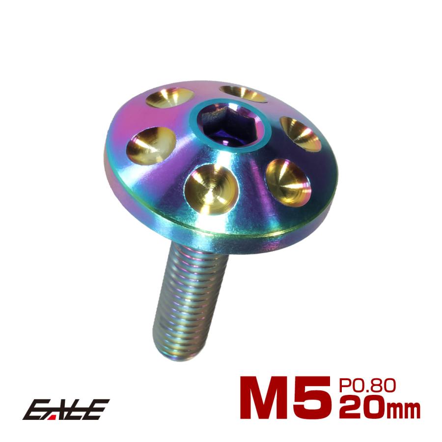 チタンボルト M5×20mm P0.80 頭部径18mm ボタンボルト 六角穴 レインボー ホール JA166 | ブランド登録なし