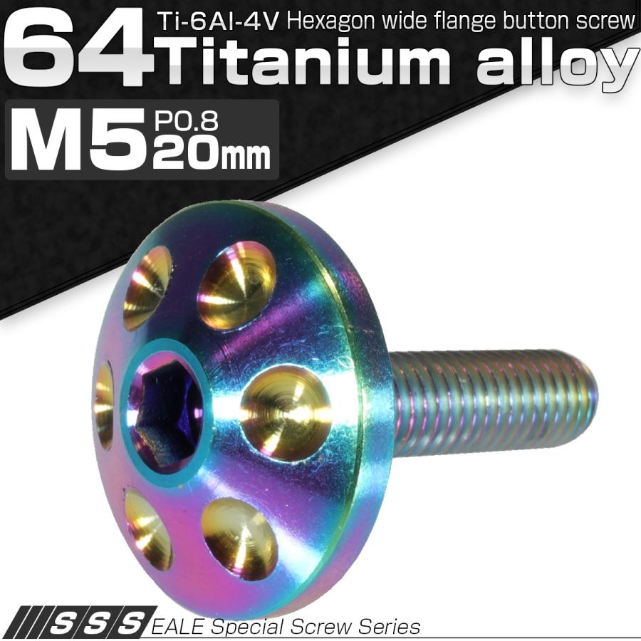 チタンボルト M5×20mm P0.80 頭部径18mm ボタンボルト 六角穴 レインボー ホール JA166 | ブランド登録なし | 01