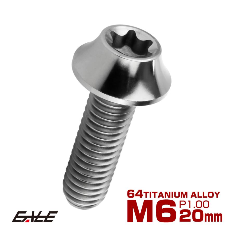 チタンボルト M6×20mm P1.00 キャップボルト カーブ テーパーヘッド トルクス穴 シルバー JA1709 | ブランド登録なし