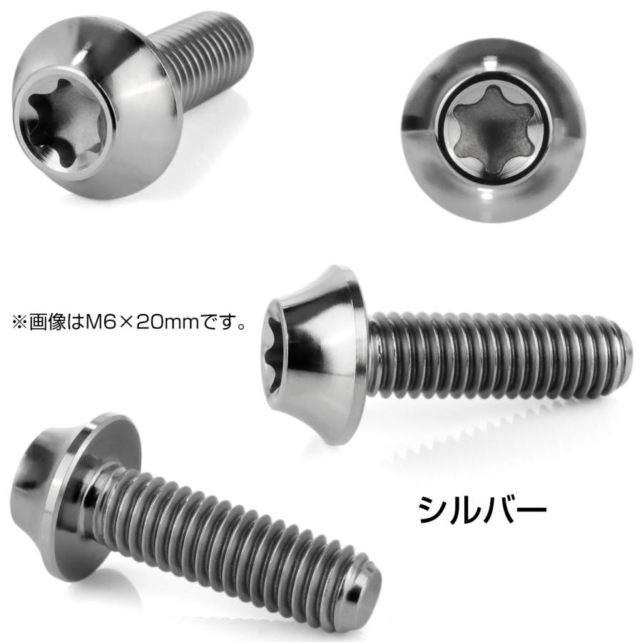 チタンボルト M6×20mm P1.00 キャップボルト カーブ テーパーヘッド トルクス穴 シルバー JA1709 | ブランド登録なし | 02