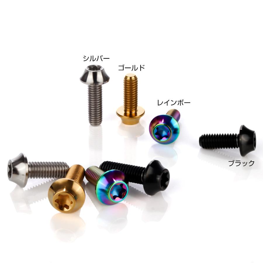 チタンボルト M6×20mm P1.00 キャップボルト カーブ テーパーヘッド トルクス穴 シルバー JA1709 | ブランド登録なし | 03