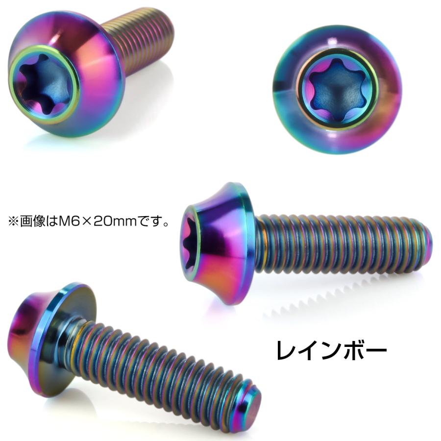 チタンボルト M6×20mm P1.00 キャップボルト カーブ テーパーヘッド トルクス穴 レインボー JA1711 | ブランド登録なし | 02