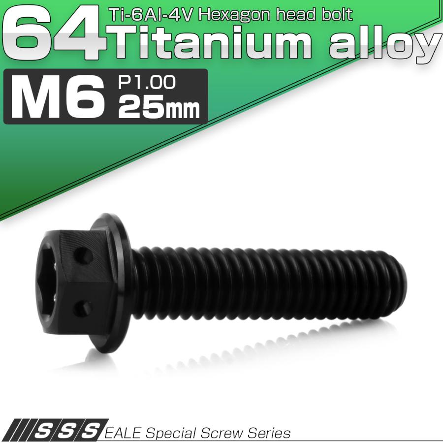 チタンボルト M6×25mm P1.00 六角ボルト 六角穴付き ホールヘッド フランジボルト ブラック JA1745 | ブランド登録なし | 01