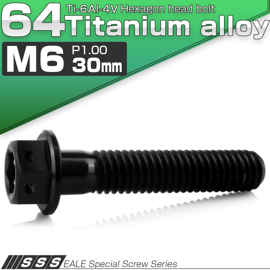 チタンボルト M6×30mm P1.00 六角ボルト 六角穴付き ホールヘッド フランジボルト ブラック JA1746 | ブランド登録なし | 01