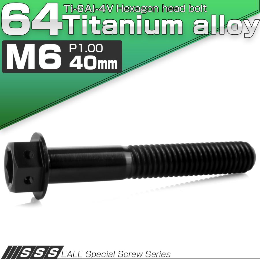 チタンボルト M6×40mm P1.00 六角ボルト 六角穴付き ホールヘッド フランジボルト ブラック JA1748 | ブランド登録なし | 01