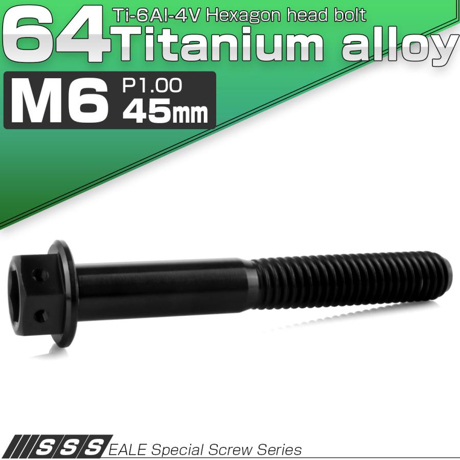 チタンボルト M6×45mm P1.00 六角ボルト 六角穴付き ホールヘッド フランジボルト ブラック JA1749 | ブランド登録なし | 01