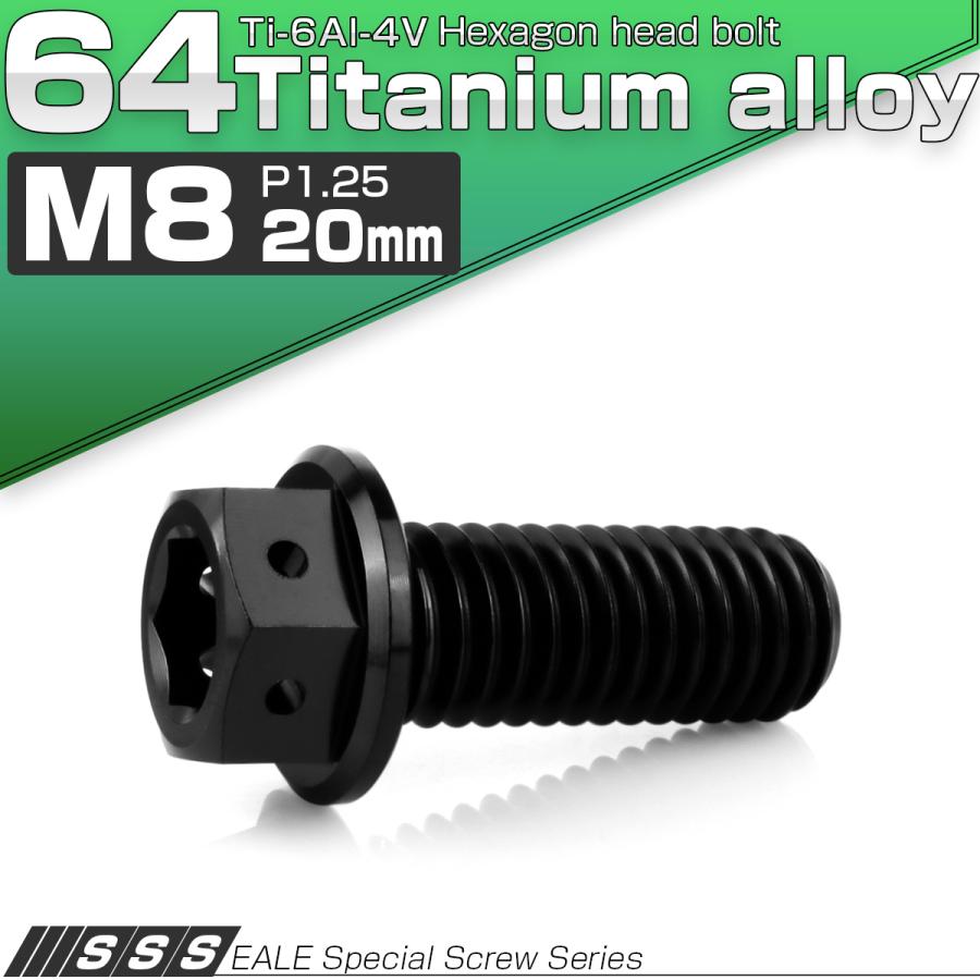 チタンボルト M8×20mm P1.25 六角ボルト 六角穴付き ホールヘッド フランジボルト ブラック JA1752 | ブランド登録なし | 01