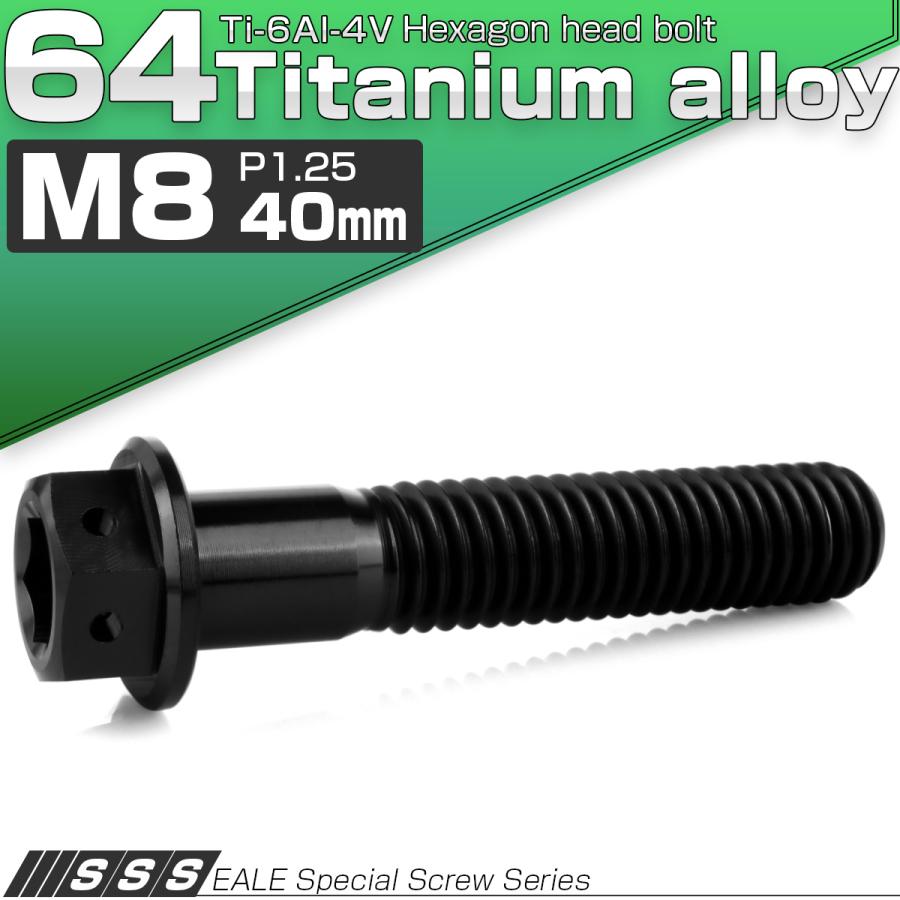 チタンボルト M8×40mm P1.25 六角ボルト 六角穴付き ホールヘッド フランジボルト ブラック JA1756 | ブランド登録なし | 01