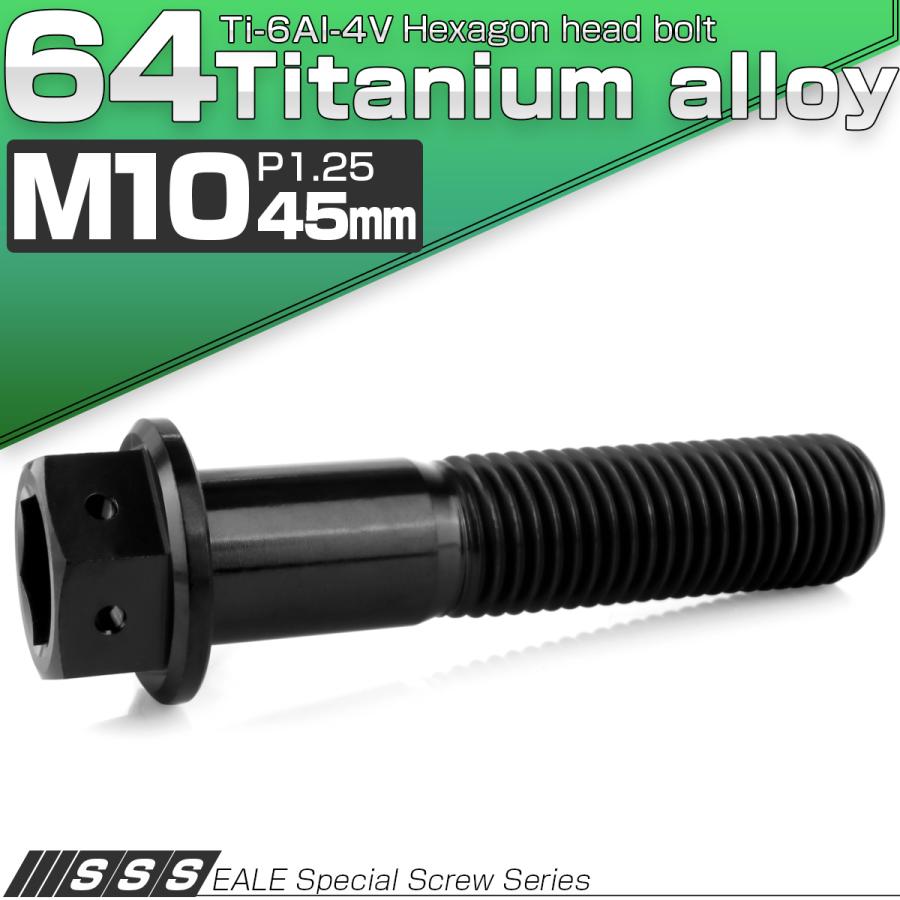 チタンボルト M10×45mm P1.25 六角ボルト 六角穴付き ホールヘッド フランジボルト ブラック JA1765 | ブランド登録なし | 01