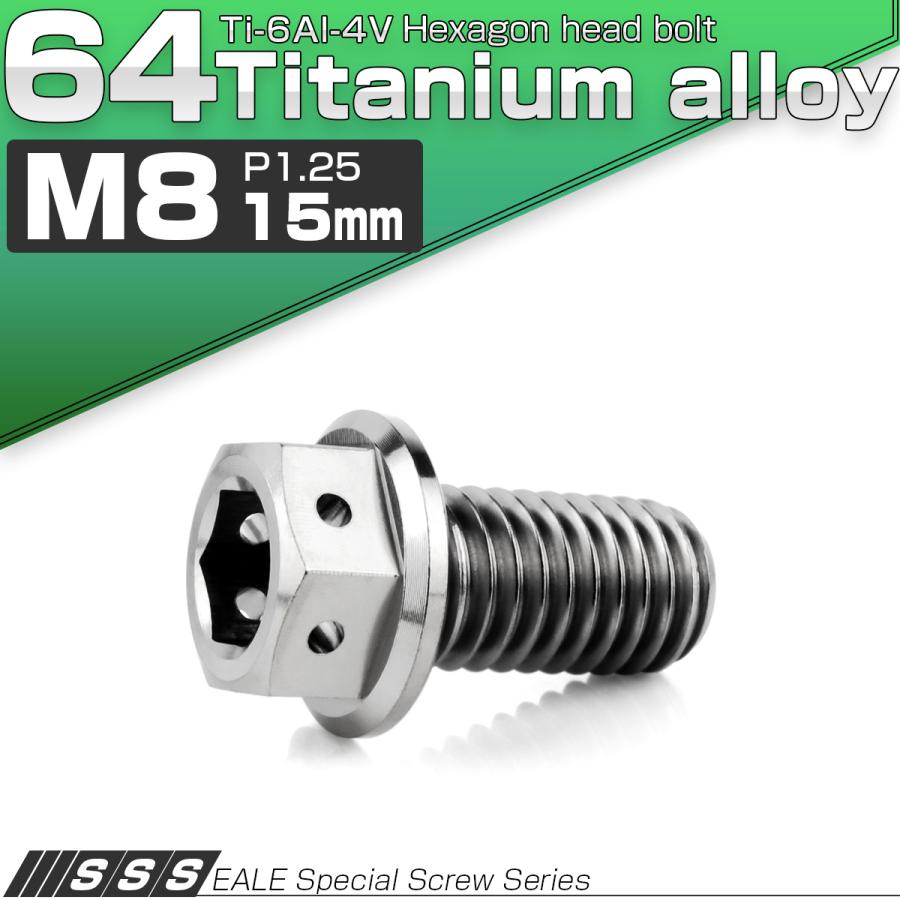 チタンボルト M8×15mm P1.25 六角ボルト 六角穴付き ホールヘッド フランジボルト シルバー JA1774 | ブランド登録なし | 01