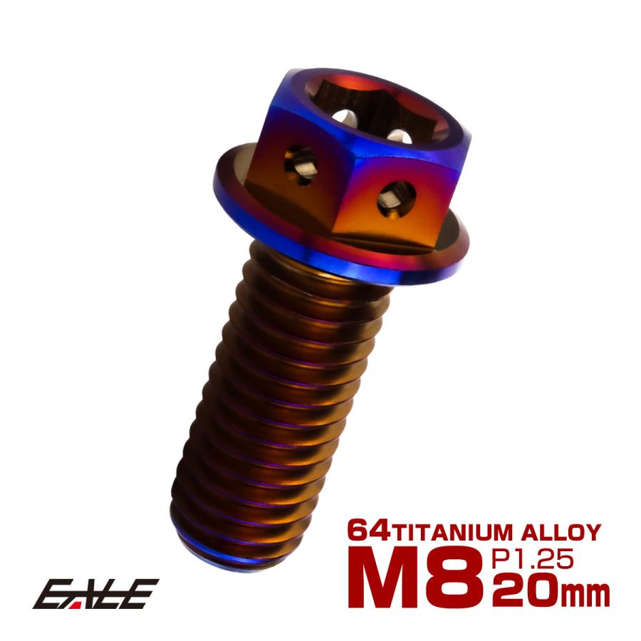 チタンボルト M8×20mm P1.25 六角ボルト 六角穴付き ホールヘッド フランジボルト 焼きチタンカラー JA1779 | ブランド登録なし