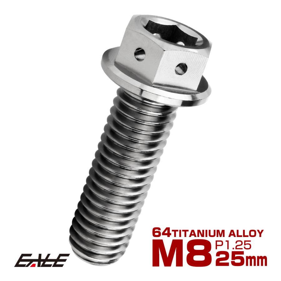 チタンボルト M8×25mm P1.25 六角ボルト 六角穴付き ホールヘッド フランジボルト シルバー JA1780 | ブランド登録なし