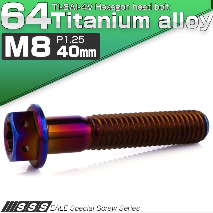 チタンボルト M8×40mm P1.25 六角ボルト 六角穴付き ホールヘッド フランジボルト 焼きチタンカラー JA1791 | ブランド登録なし | 01