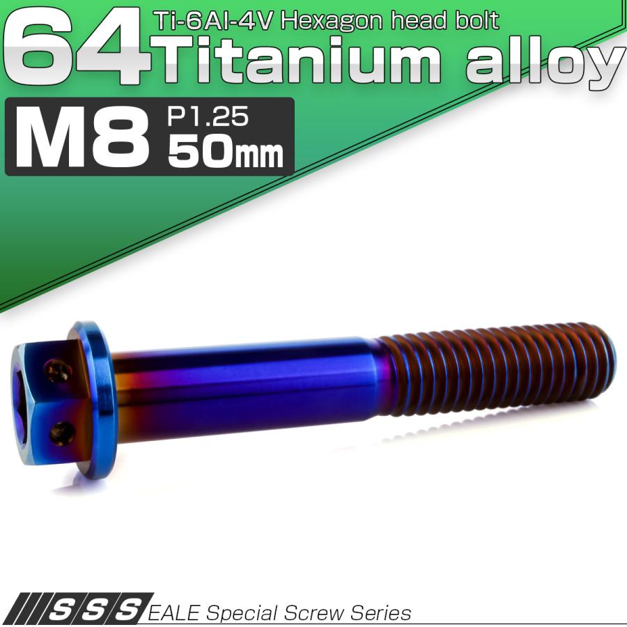 チタンボルト M8×50mm P1.25 六角ボルト 六角穴付き ホールヘッド フランジボルト 焼きチタンカラー JA1797 | ブランド登録なし | 01