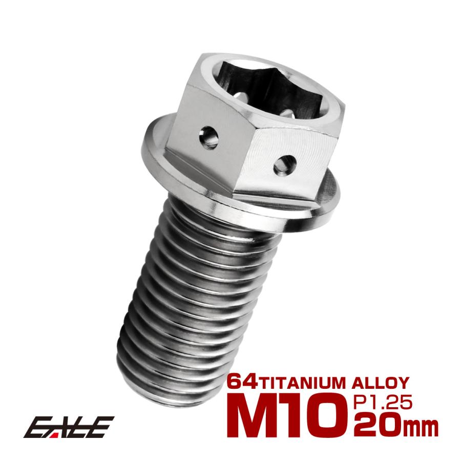 チタンボルト M10×20mm P1.25 六角ボルト 六角穴付き ホールヘッド フランジボルト シルバー JA1801 | ブランド登録なし