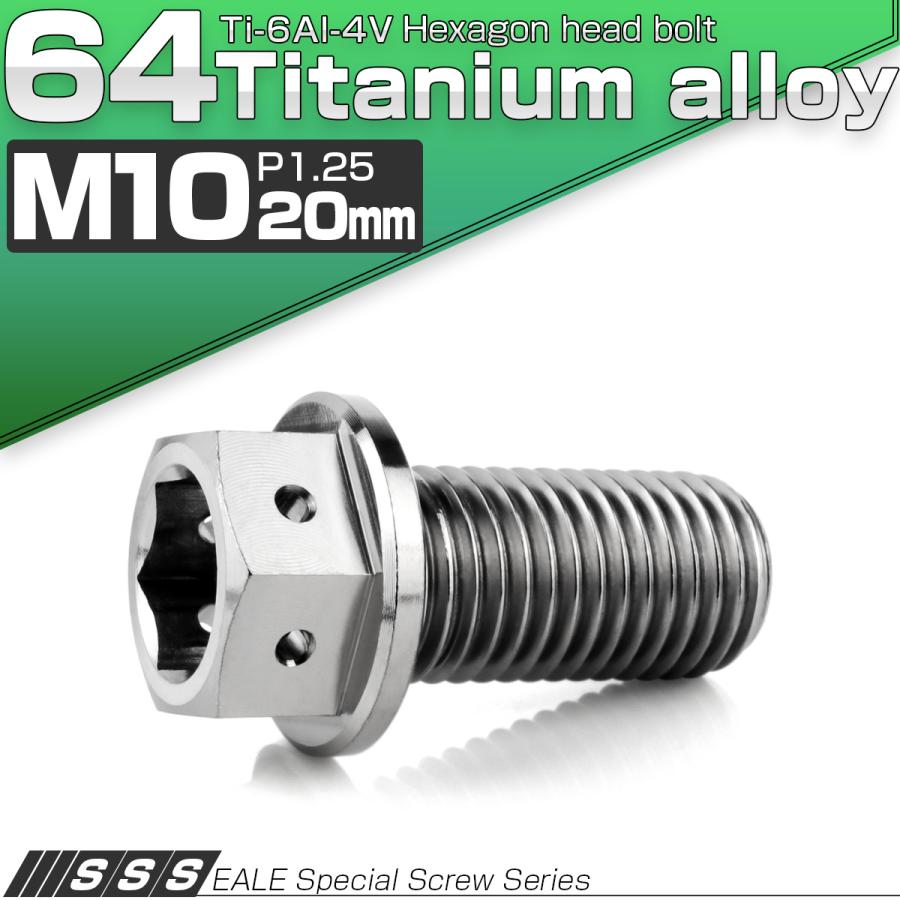 チタンボルト M10×20mm P1.25 六角ボルト 六角穴付き ホールヘッド フランジボルト シルバー JA1801 | ブランド登録なし | 01