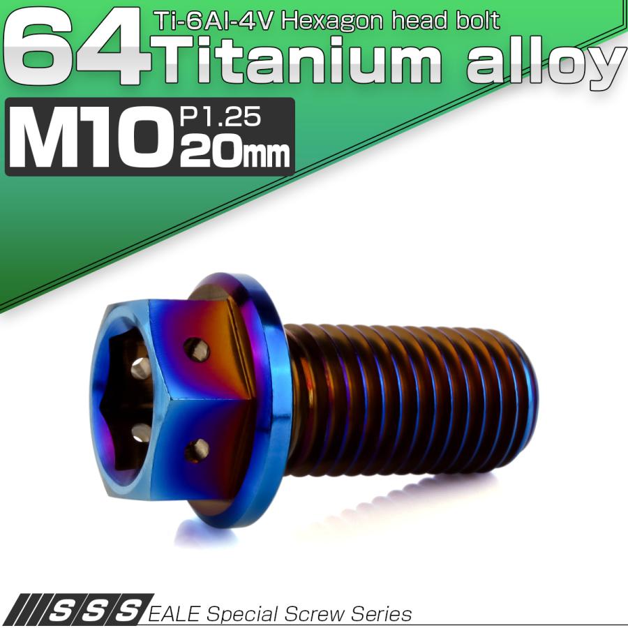 チタンボルト M10×20mm P1.25 六角ボルト 六角穴付き ホールヘッド フランジボルト 焼きチタンカラー JA1803 | ブランド登録なし | 01