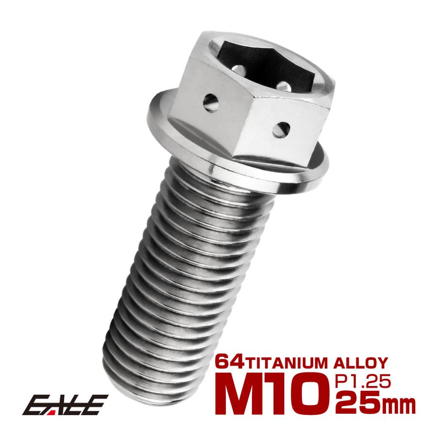 チタンボルト M10×25mm P1.25 六角ボルト 六角穴付き ホールヘッド フランジボルト シルバー JA1804 | ブランド登録なし