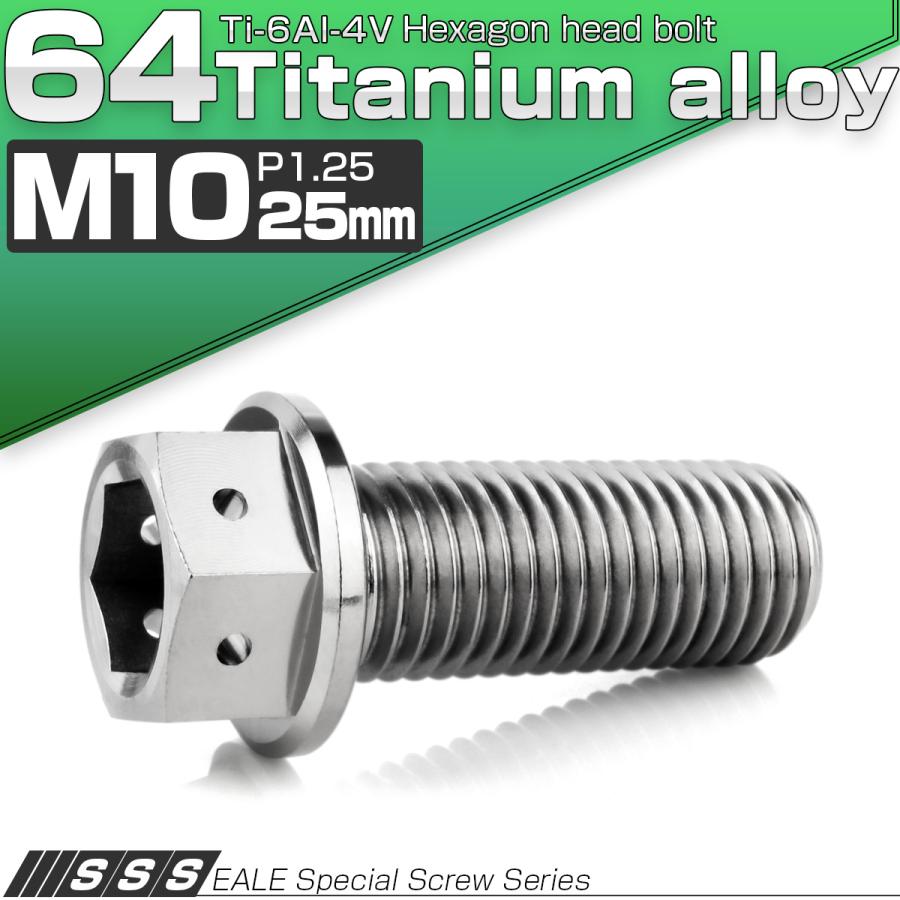 チタンボルト M10×25mm P1.25 六角ボルト 六角穴付き ホールヘッド フランジボルト シルバー JA1804 | ブランド登録なし | 01