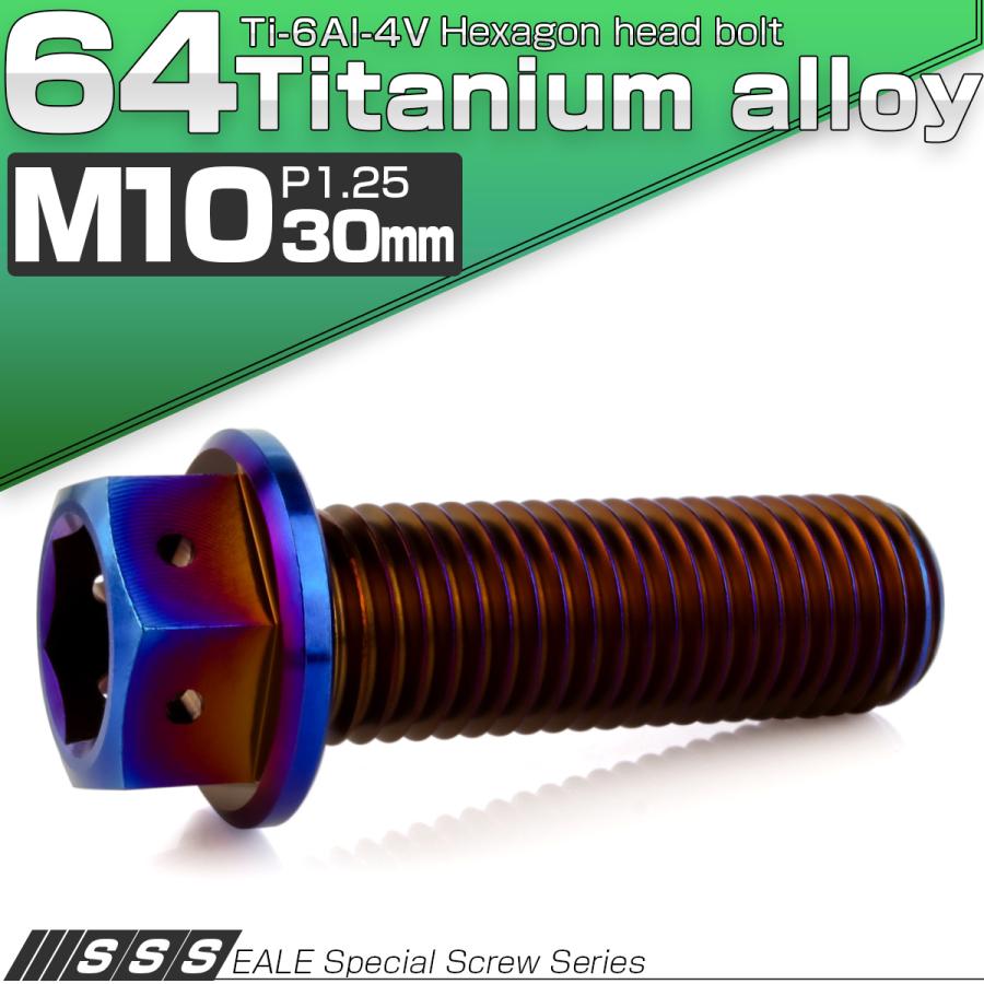 チタンボルト M10×30mm P1.25 六角ボルト 六角穴付き ホールヘッド フランジボルト 焼きチタンカラー JA1809 | ブランド登録なし | 01