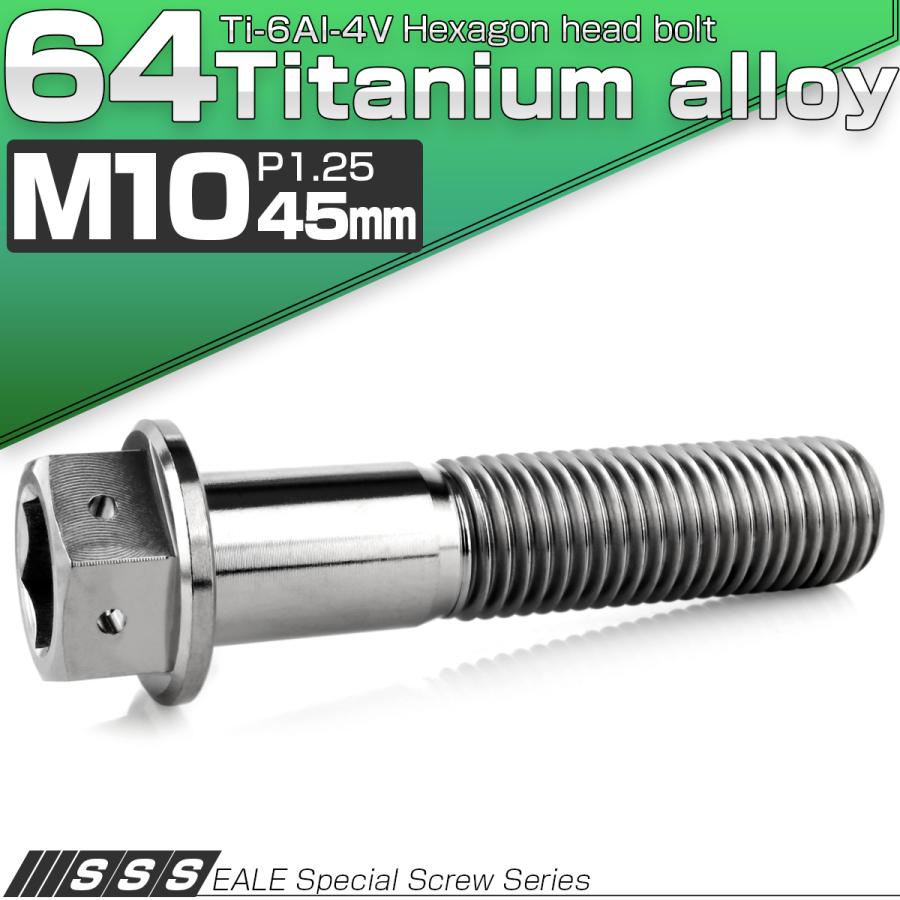 チタンボルト M10×45mm P1.25 六角ボルト 六角穴付き ホールヘッド フランジボルト シルバー JA1816 | ブランド登録なし | 01