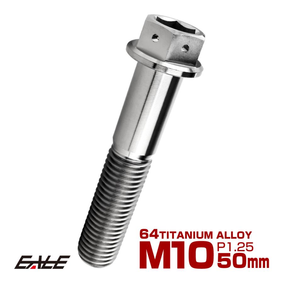 チタンボルト M10×50mm P1.25 六角ボルト 六角穴付き ホールヘッド フランジボルト シルバー JA1819 | ブランド登録なし