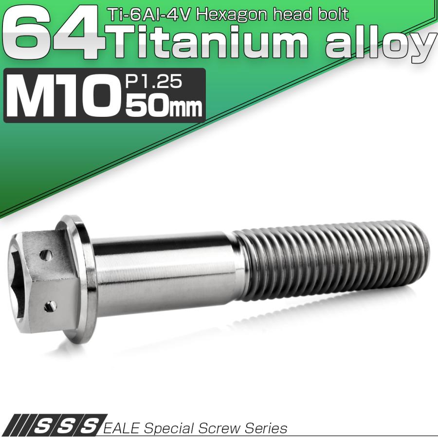 チタンボルト M10×50mm P1.25 六角ボルト 六角穴付き ホールヘッド フランジボルト シルバー JA1819 | ブランド登録なし | 01