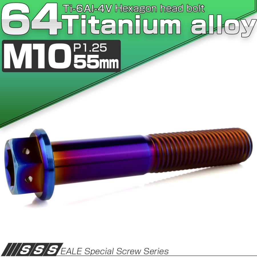 チタンボルト M10×55mm P1.25 六角ボルト 六角穴付き ホールヘッド フランジボルト 焼きチタンカラー JA1824 | ブランド登録なし | 01