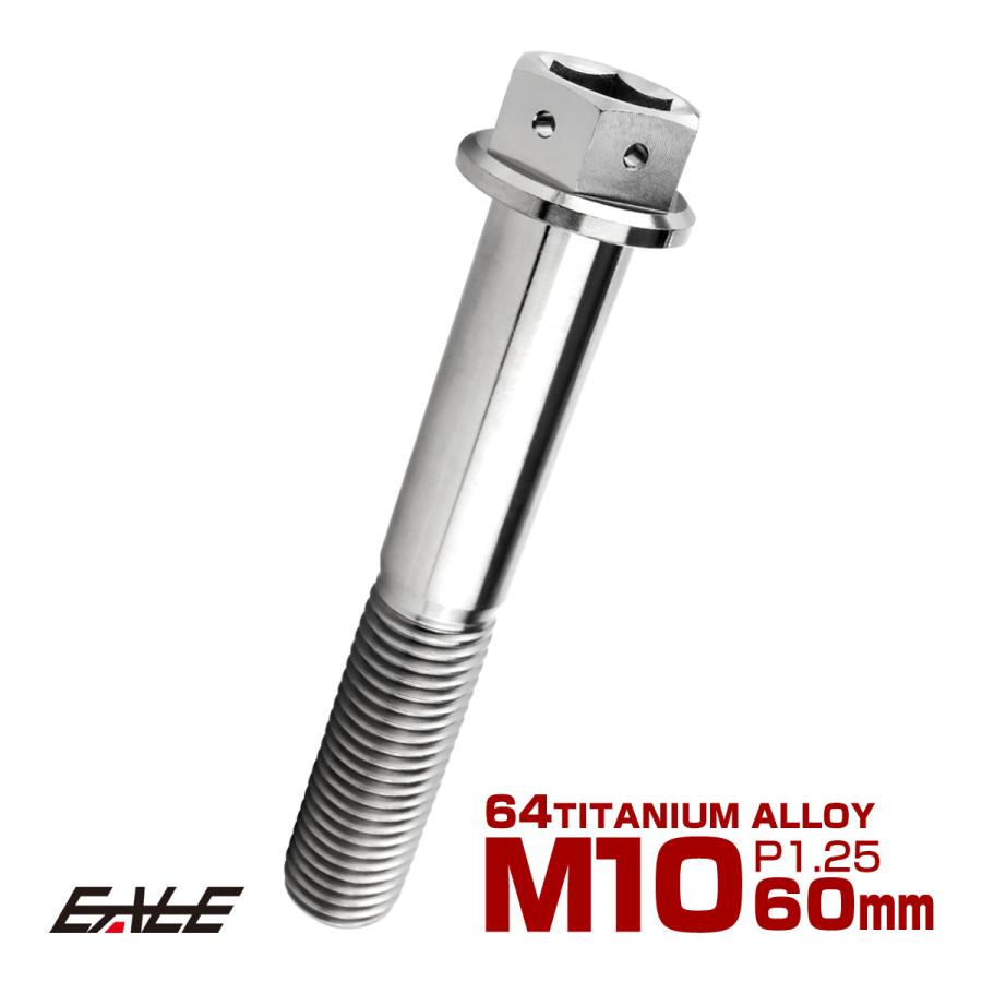チタンボルト M10×60mm P1.25 六角ボルト 六角穴付き ホールヘッド フランジボルト シルバー JA1825 | ブランド登録なし