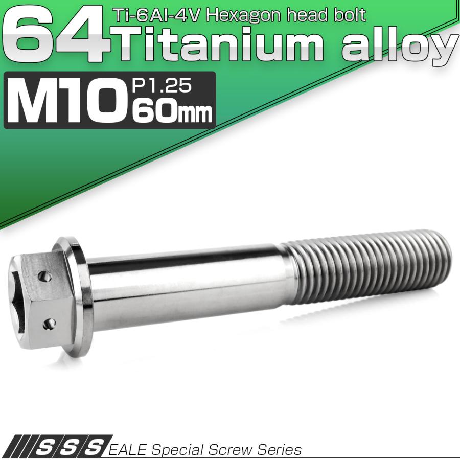 チタンボルト M10×60mm P1.25 六角ボルト 六角穴付き ホールヘッド フランジボルト シルバー JA1825 | ブランド登録なし | 01