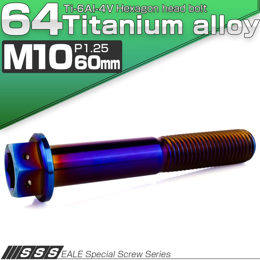 チタンボルト M10×60mm P1.25 六角ボルト 六角穴付き ホールヘッド フランジボルト 焼きチタンカラー JA1827 | ブランド登録なし | 01