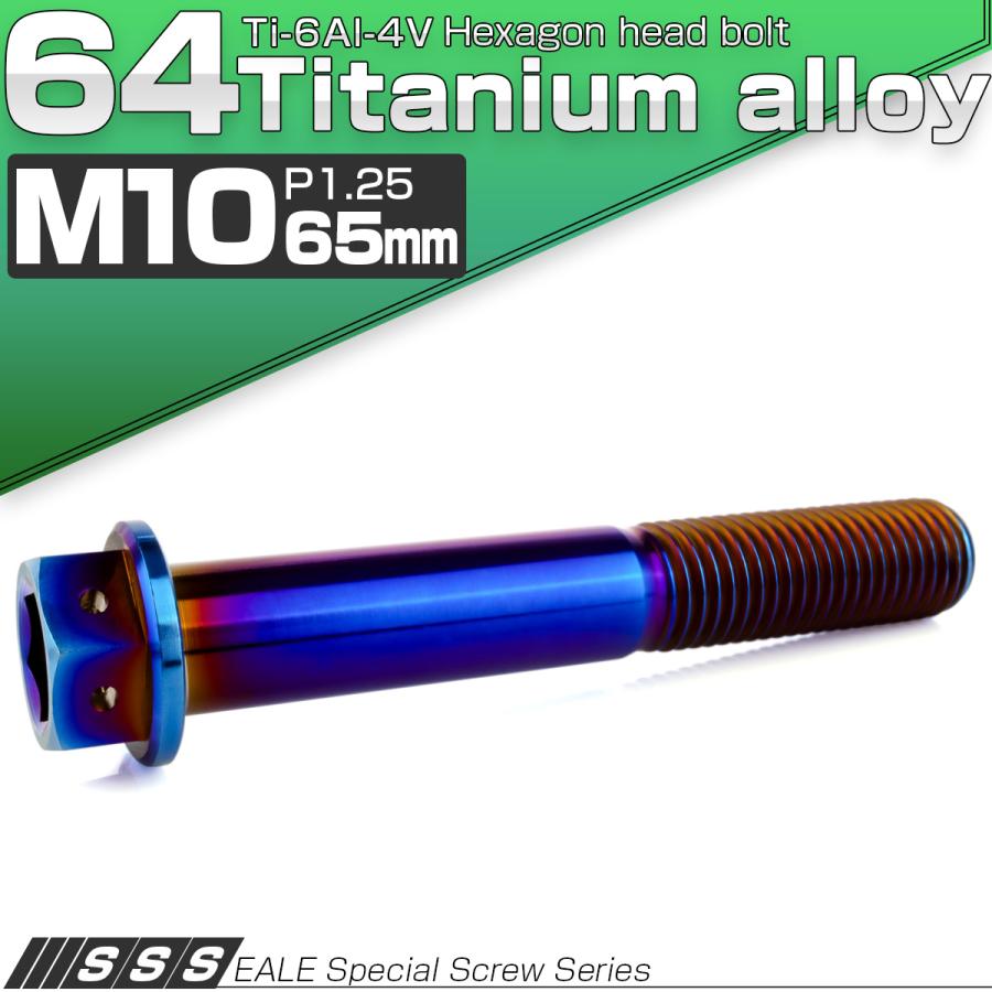 チタンボルト M10×65mm P1.25 六角ボルト 六角穴付き ホールヘッド フランジボルト 焼きチタンカラー JA1830 | ブランド登録なし | 01