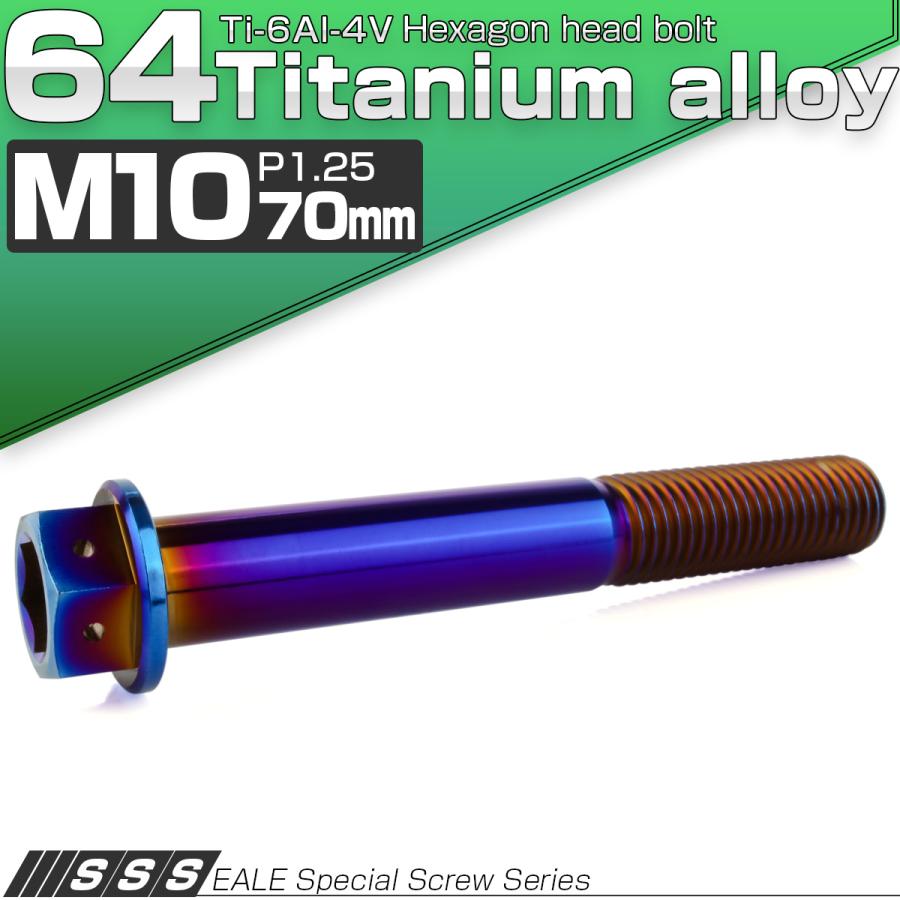 チタンボルト M10×70mm P1.25 六角ボルト 六角穴付き ホールヘッド フランジボルト 焼きチタンカラー JA1833 | ブランド登録なし | 01