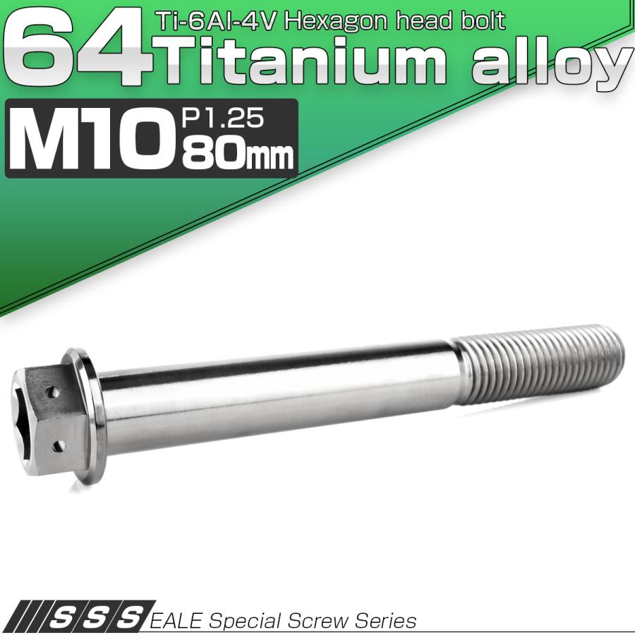 チタンボルト M10×80mm P1.25 六角ボルト 六角穴付き ホールヘッド フランジボルト シルバー JA1834 | ブランド登録なし | 01